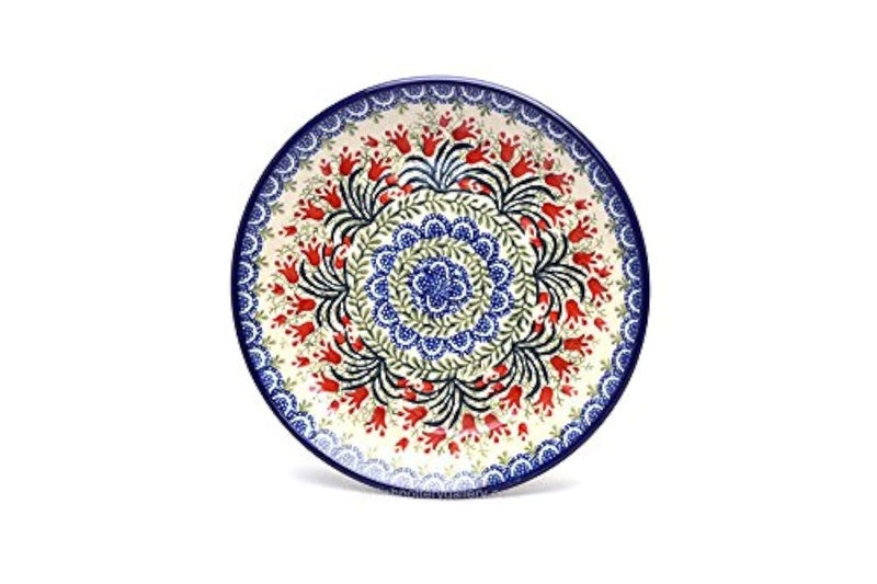 Polish Pottery Plate - Salad/Dessert (7 3/4") - Crimson Bells
